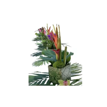 Frische Blumendekoration für Esstisch mit grünen Vasen mieten - bei SUITESTUFF GmbH